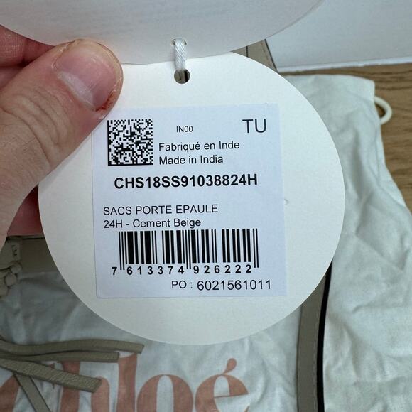 NWT See by Chloé Small Joan Leather Shoulder Bag Top Handle Cement Beige - Picture 4 of 13